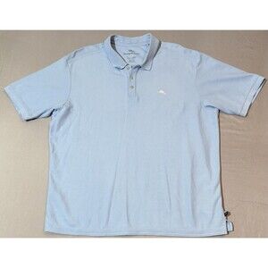 Tommy Bahama Men's XXL Supima Cotton Short Sleeve Light Blue Polo Embroidered